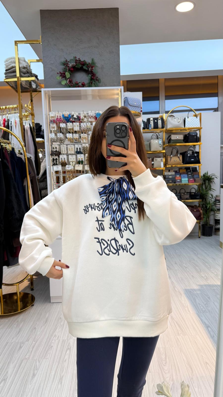 MAVİ FULARLI SWEAT (1) MAVİ FULARLI SWEATSHİRT - Görsel 1