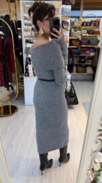 Madonna Yaka Yünlü Triko Elbise - Görsel 3